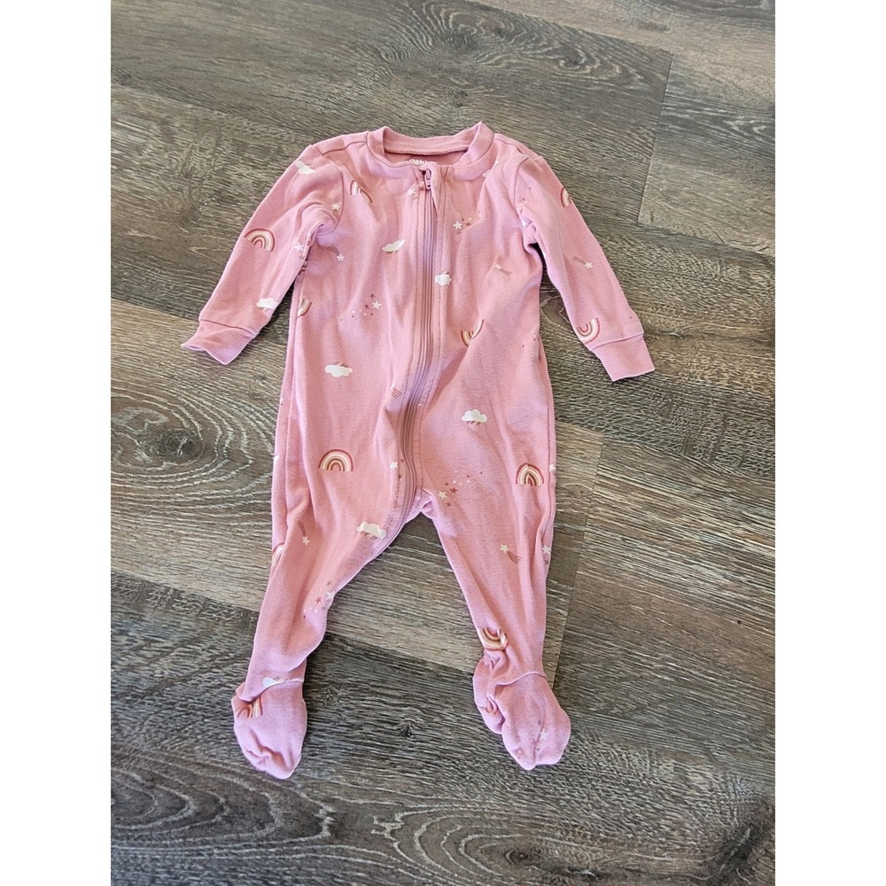 Pekkle Baby Girl Pink Rainbow Star Cloud Footed Sleeper Pajamas 3 Months #9